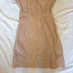 ☀️ Linen-Blend Tan Shirt Dress